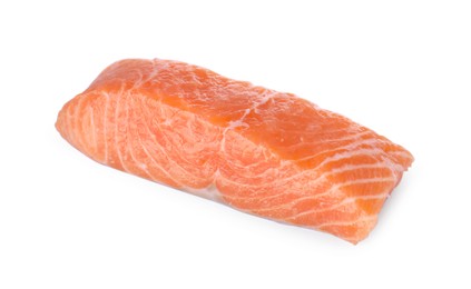 Photo of Piece of fresh raw salmon isolated on white