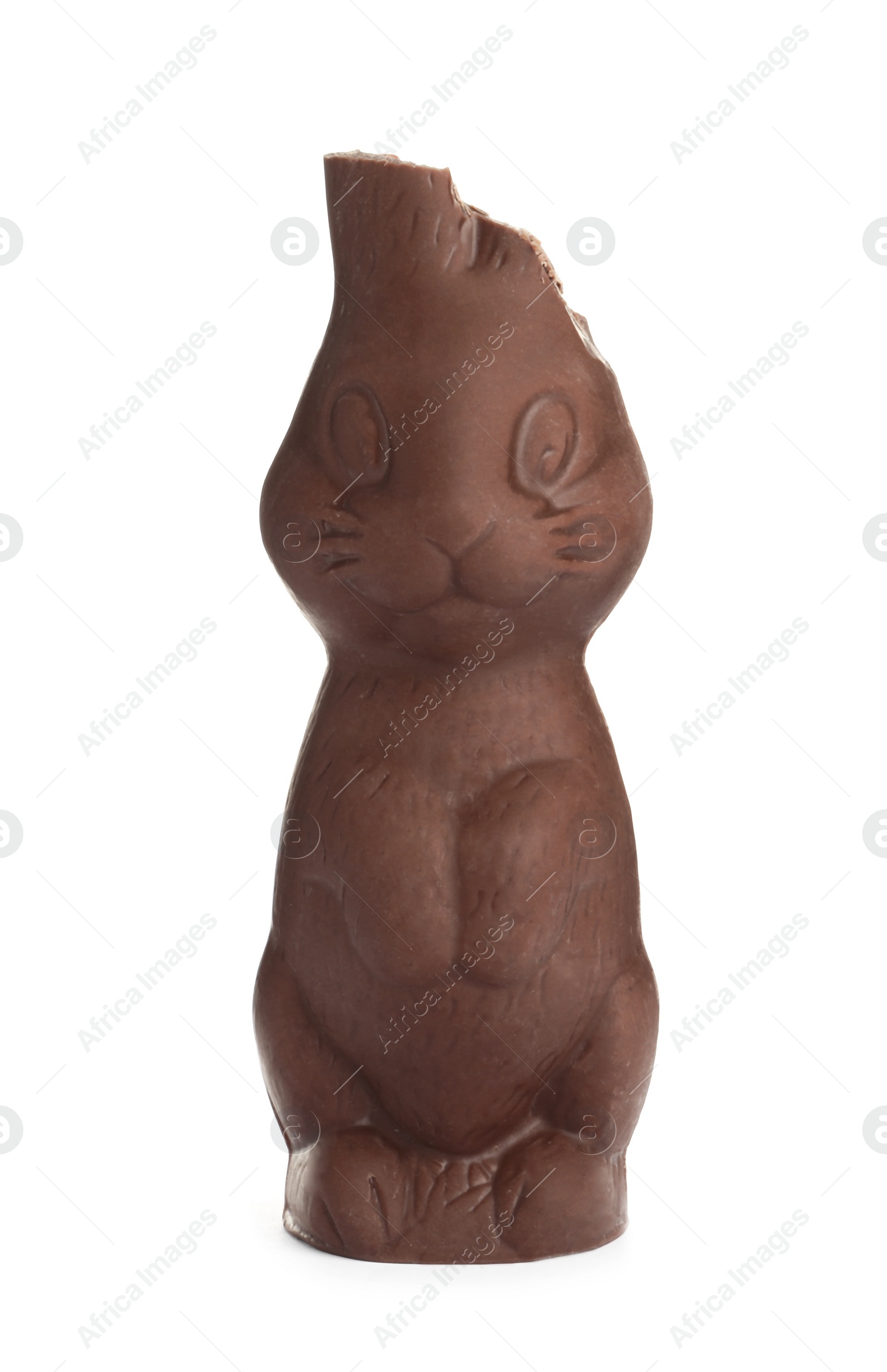 Photo of Broken chocolate Easter bunny isolated on white