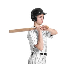 Baseball player with bat on white background