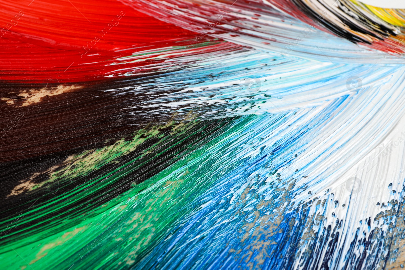 Photo of Abstract colorful acrylic paint as background, closeup view