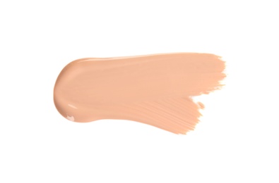 Photo of Sample of liquid foundation foundation on white background, top view