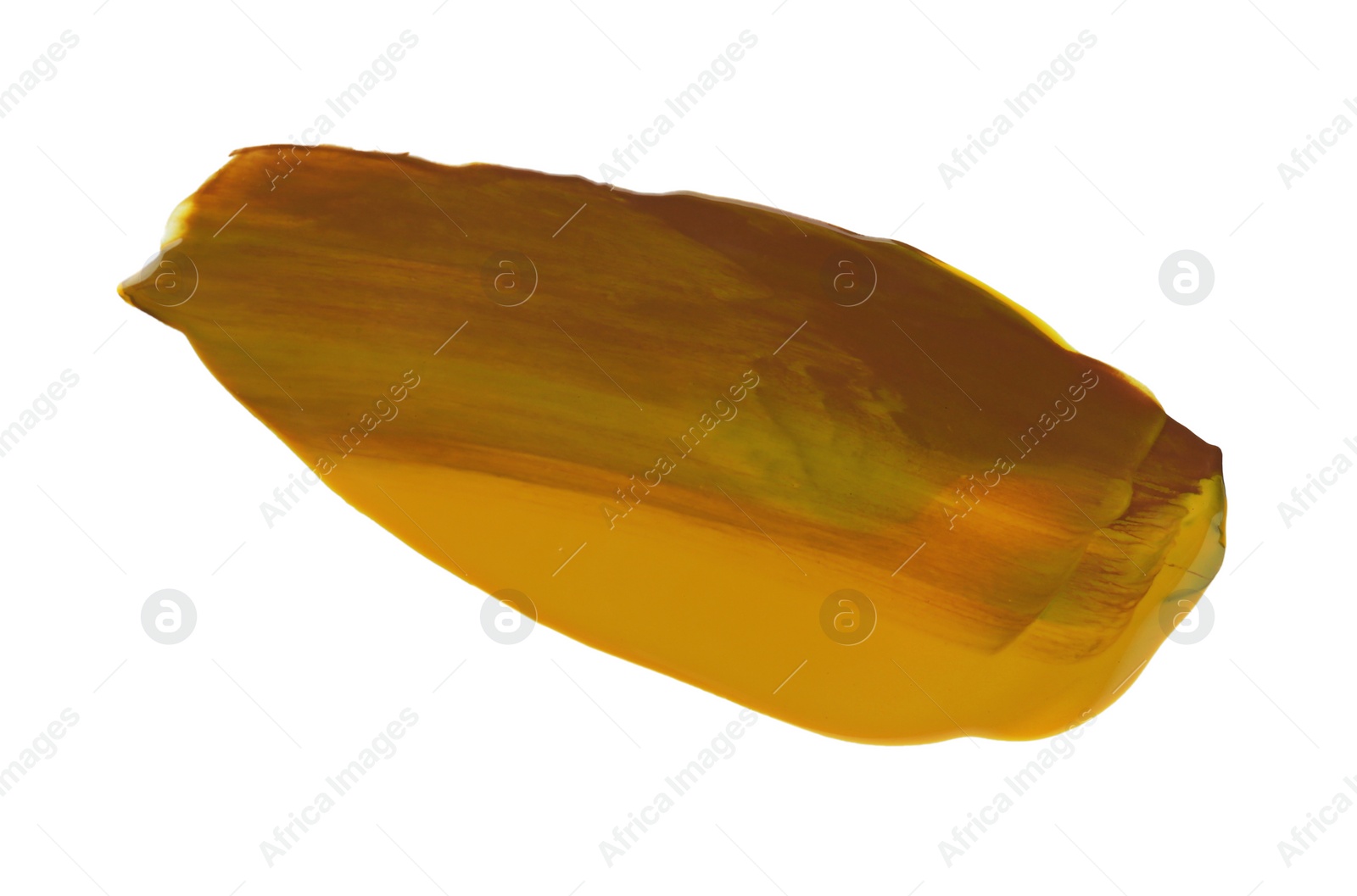 Photo of Brown and yellow paint samples on white background, top view