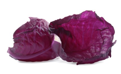 Two radicchio cabbage leaves on white background