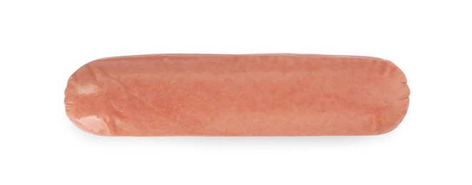 Raw sausage isolated on white, top view. Vegan meat product