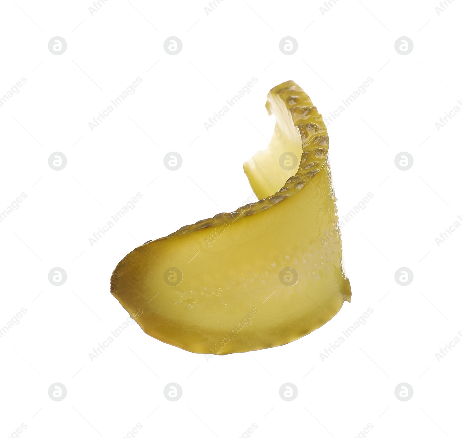 Photo of Slice of pickled cucumber isolated on white