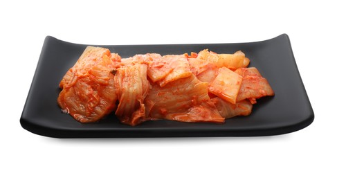 Photo of Delicious kimchi with Chinese cabbage isolated on white