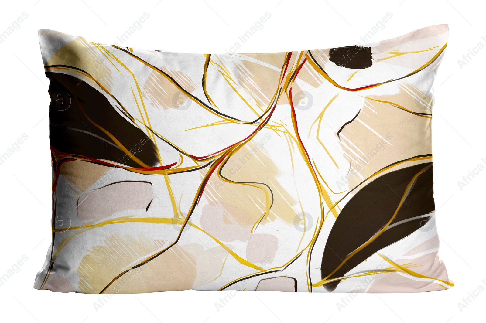 Image of Soft pillow with stylish abstract print isolated on white