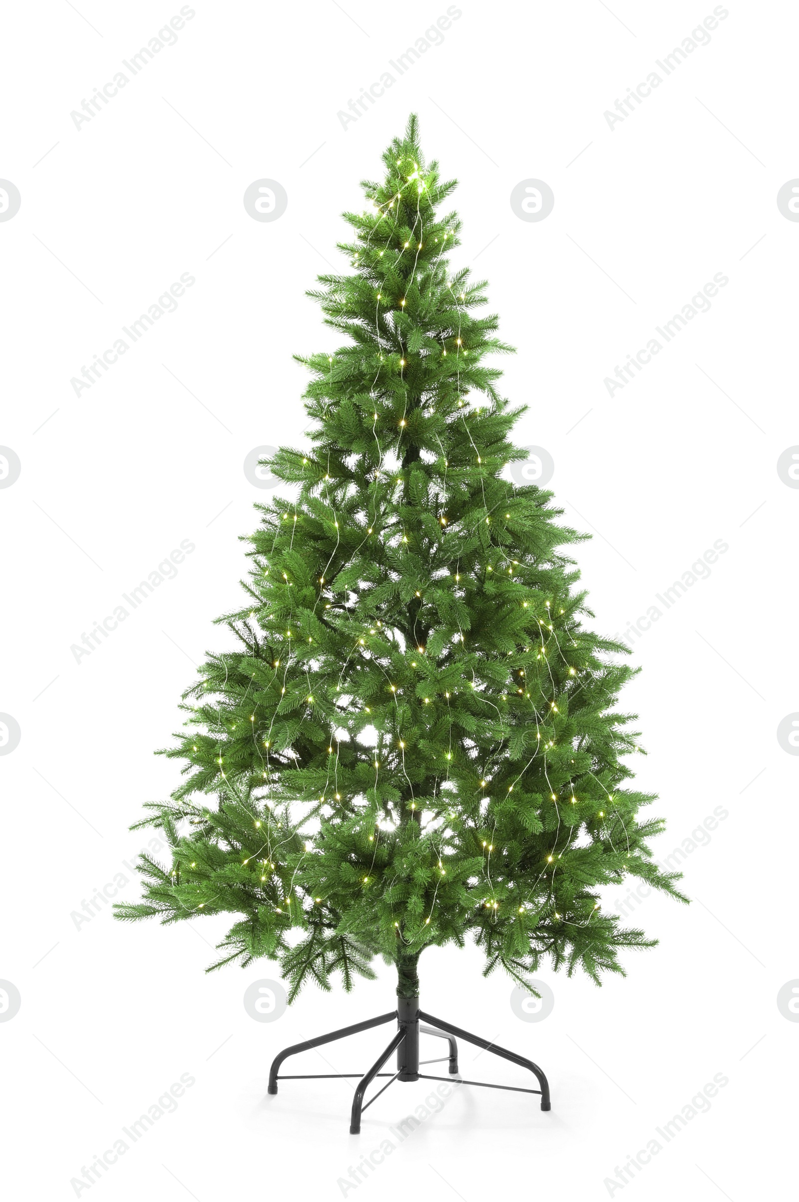 Photo of Beautiful decorated Christmas tree isolated on white