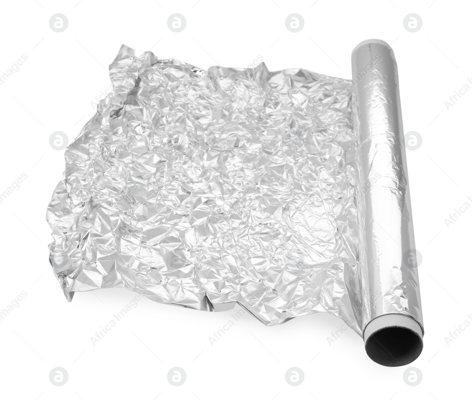 Photo of Roll of aluminum foil isolated on white