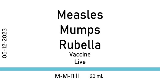 Illustration of Measles Mumps Rubella (MMR) vaccine label design