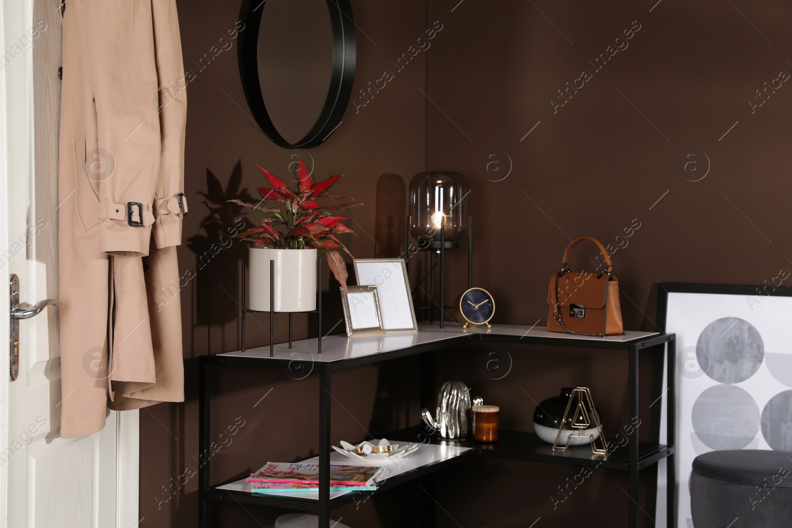 Photo of Hallway interior with console table and stylish decor