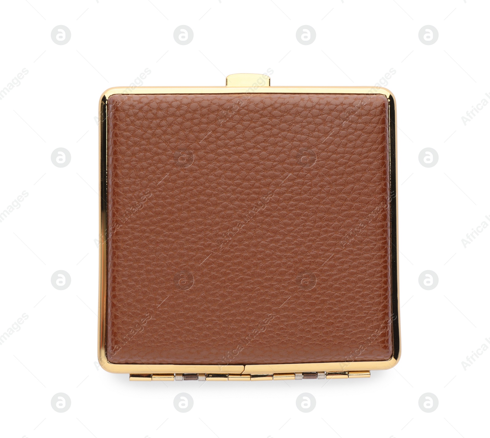 Photo of Stylish leather cigarette case isolated on white