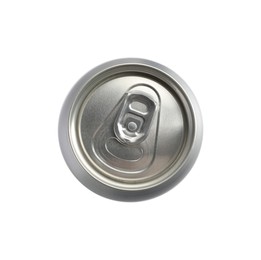 Aluminum can isolated on white, top view