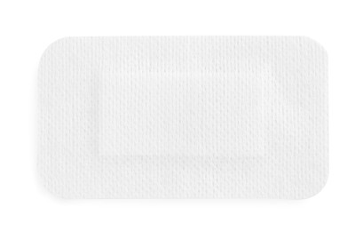 Photo of One medical adhesive bandage isolated on white, top view