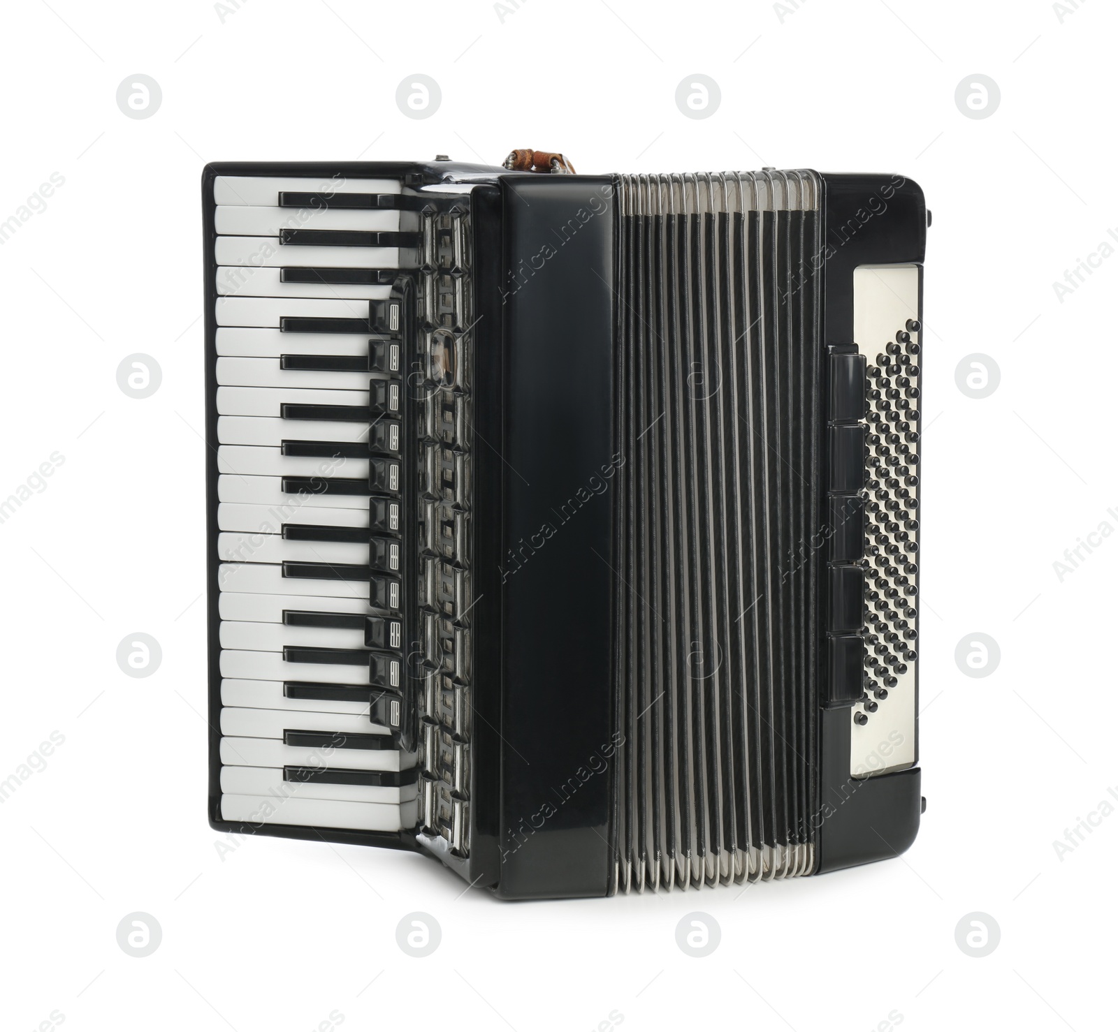 Photo of Piano accordion isolated on white. Musical instrument