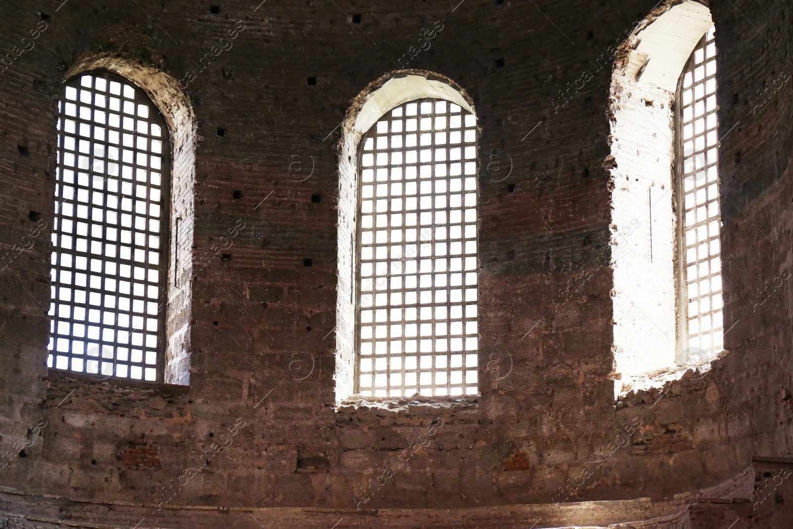 Photo of ISTANBUL, TURKEY - AUGUST 09, 2018: Windows of Hagia Irene church, view from inside