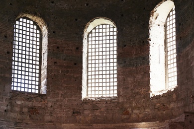 Photo of ISTANBUL, TURKEY - AUGUST 09, 2018: Windows of Hagia Irene church, view from inside