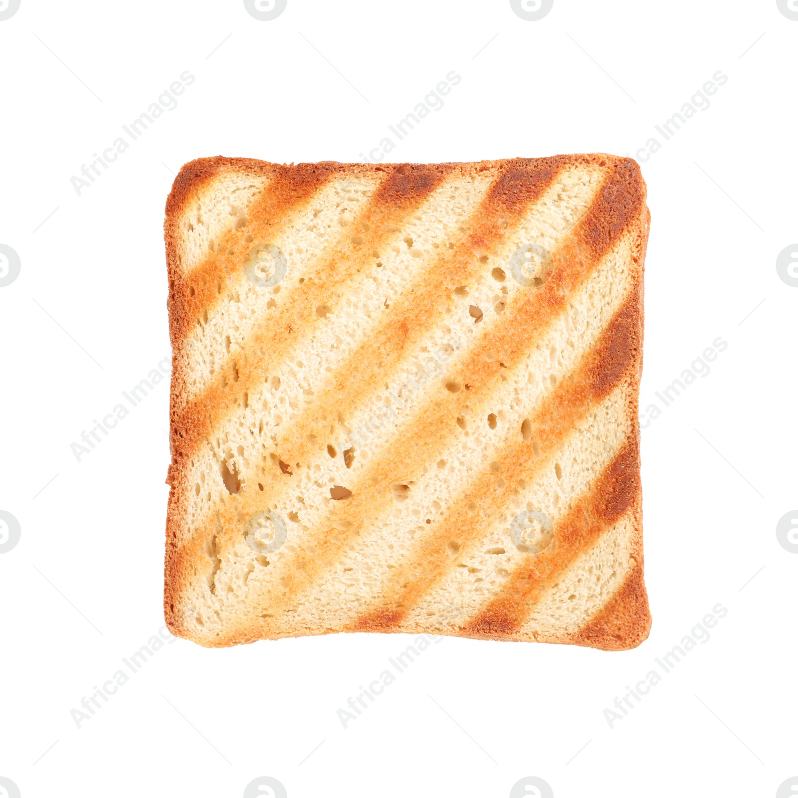 Photo of Slice of delicious toasted bread isolated on white