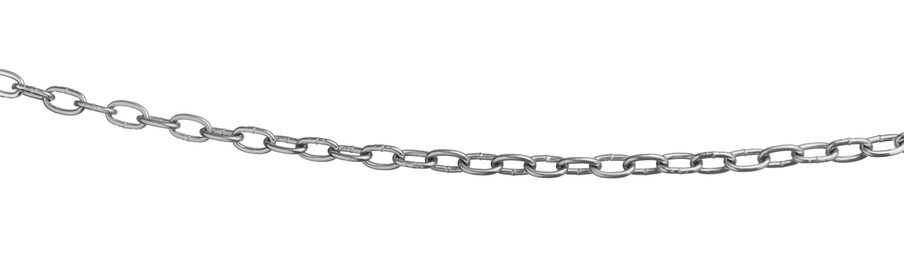 Photo of One common metal chain isolated on white