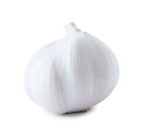 Photo of Fresh garlic on white background. Organic food