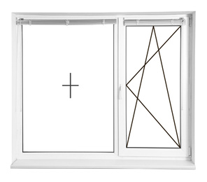 Image of Modern window with opening type lines on white background