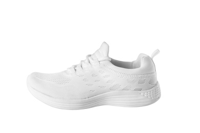 Photo of Stylish sport shoe isolated on white. Trendy footwear