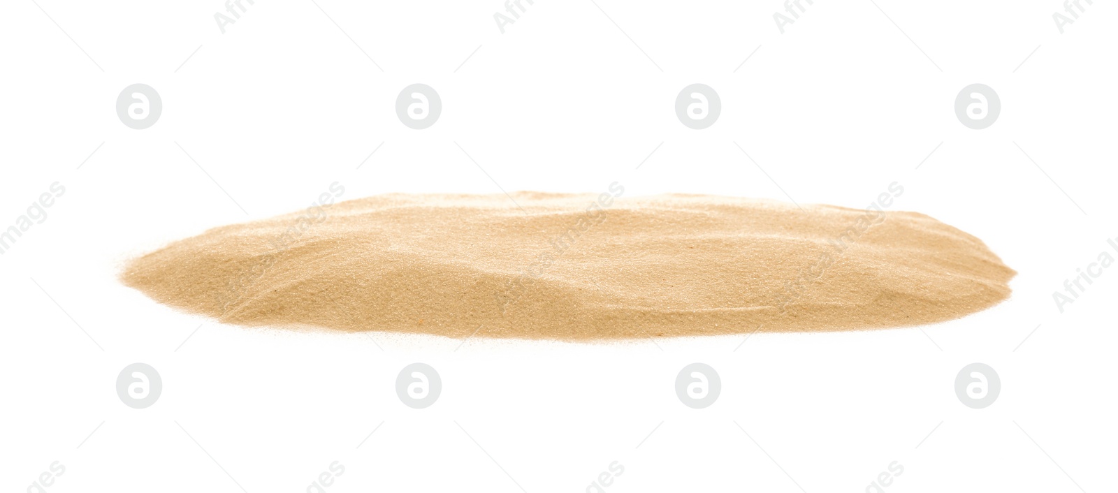 Photo of Heap of dry beach sand on white background