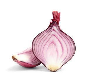 Photo of Ripe red onion on white background