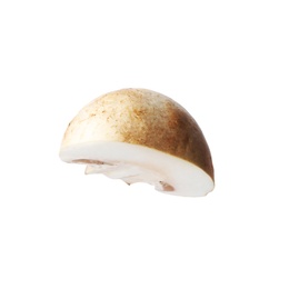 Piece of fresh mushroom on white background