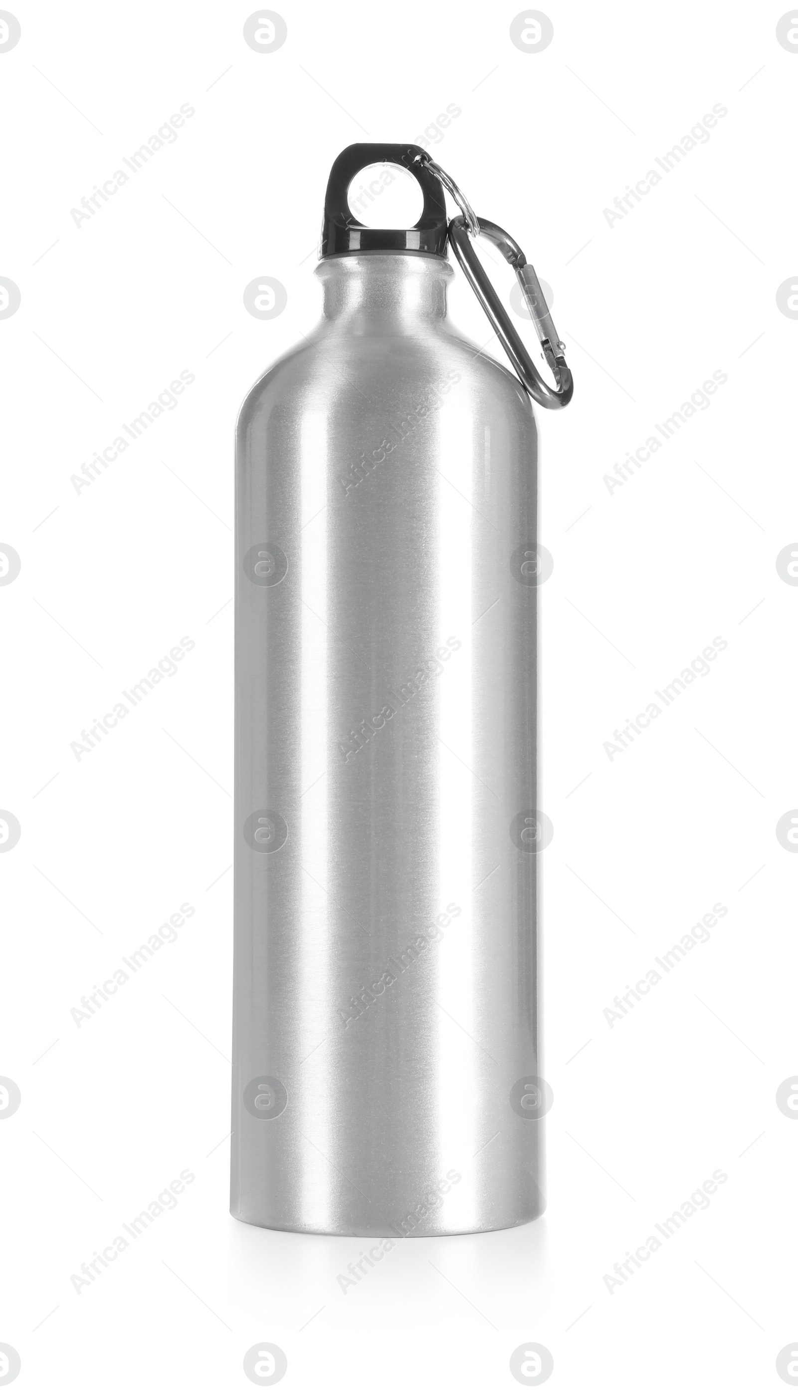 Photo of Aluminum water bottle for sports on white background