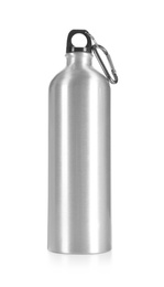 Photo of Aluminum water bottle for sports on white background