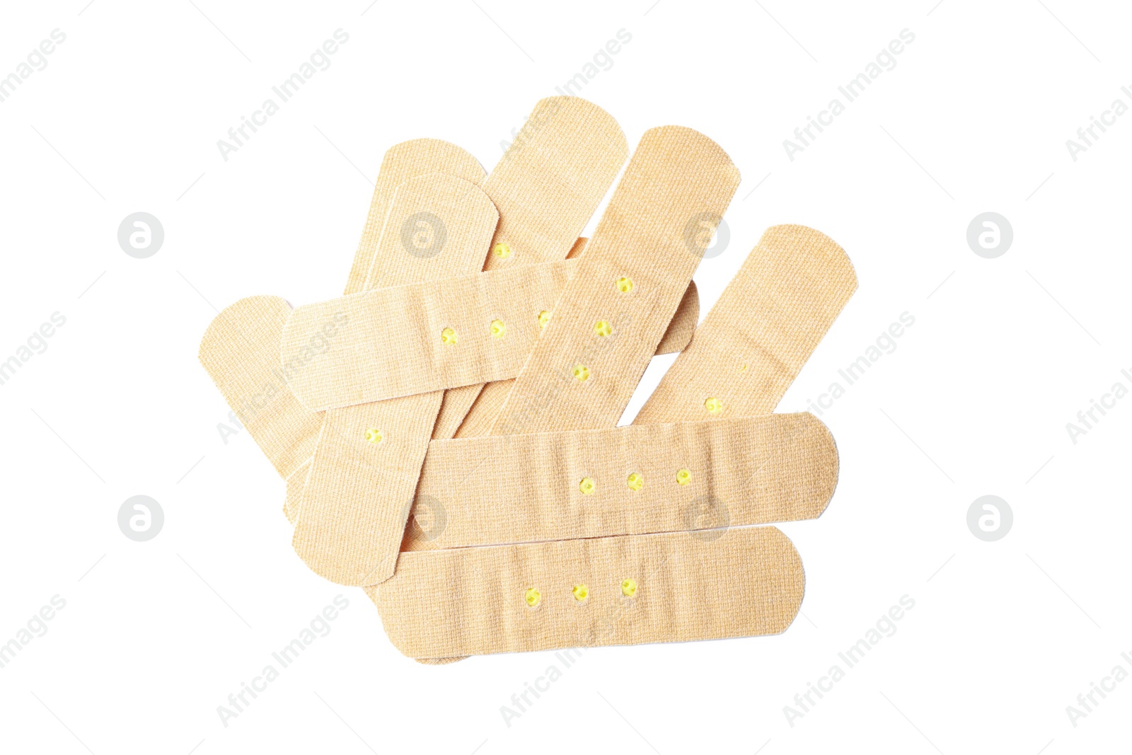 Medical sticking plasters isolated on white. First aid item Photo of Medical sticking plasters isolated on white. First aid item