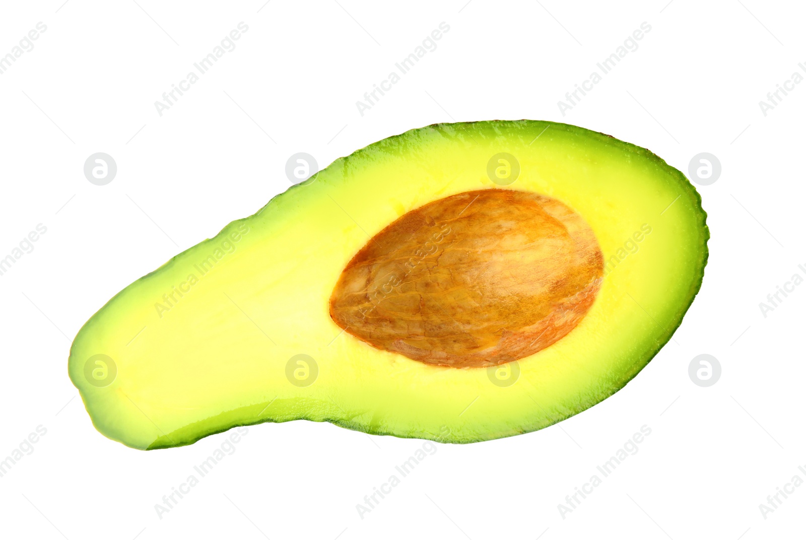 Photo of Tasty ripe avocado isolated on white, top view. Tropical fruit