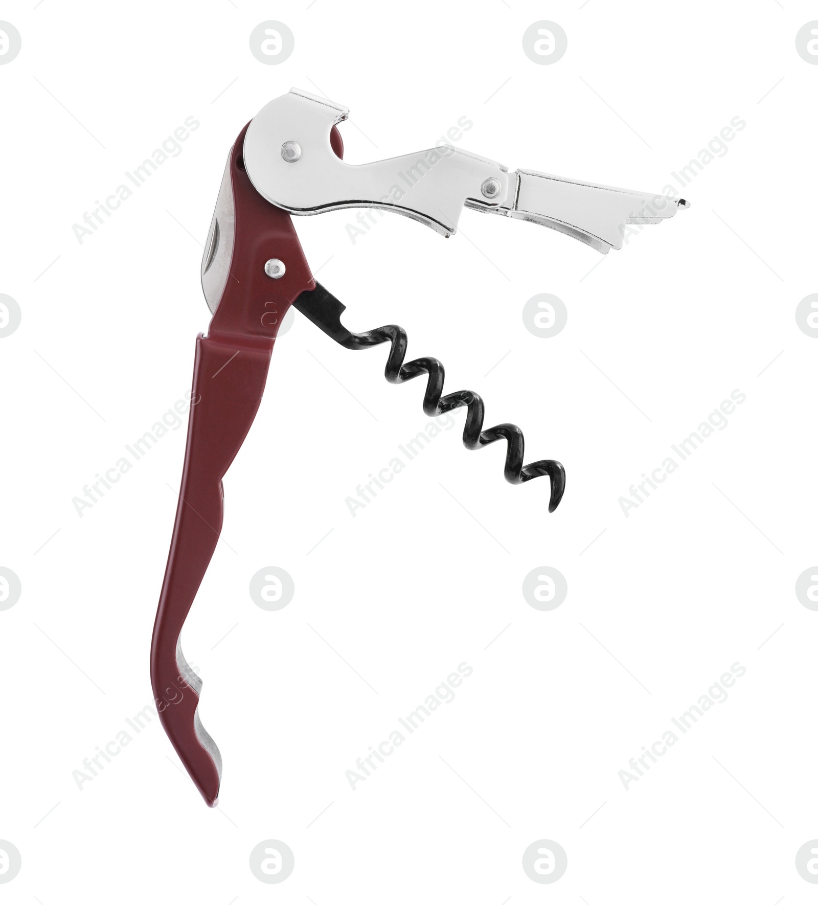 Photo of One corkscrew (sommelier knife) isolated on white