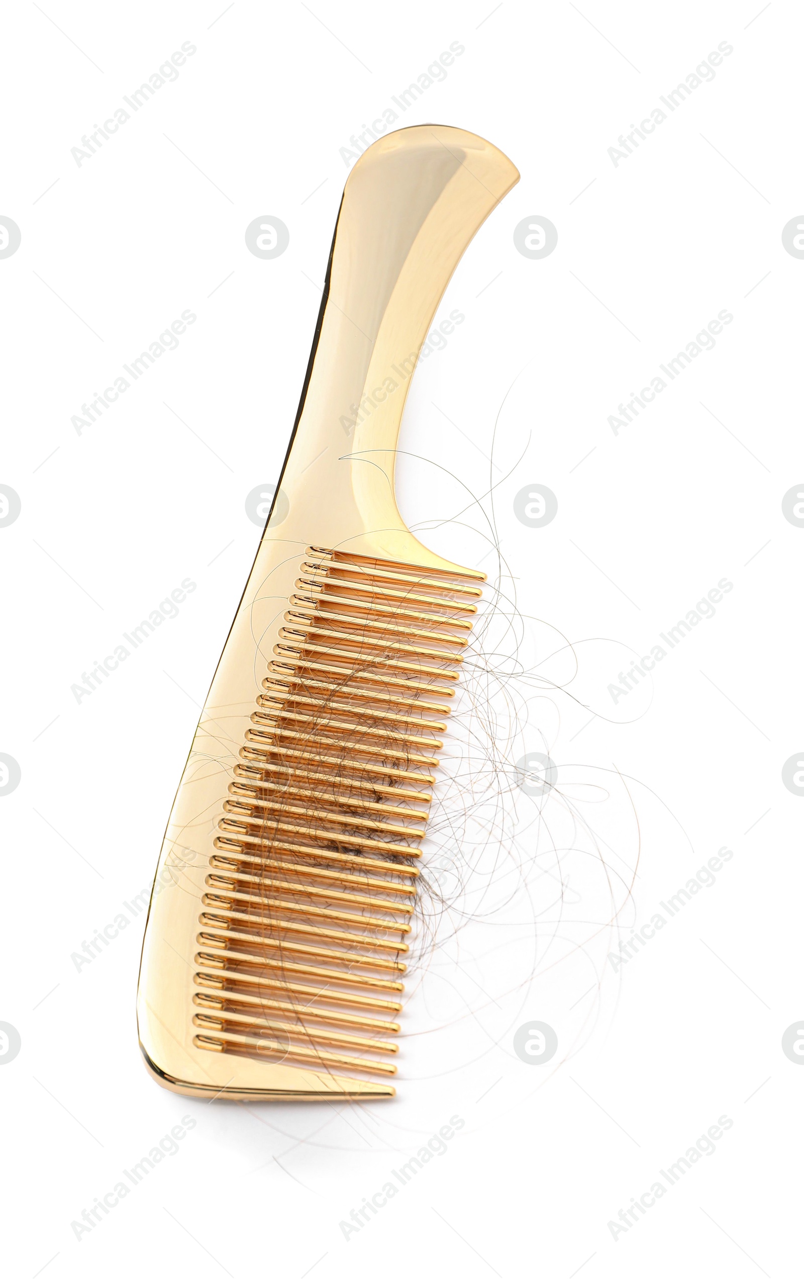 Photo of Comb with lost hair isolated on white