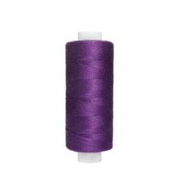 Spool of purple sewing thread isolated on white