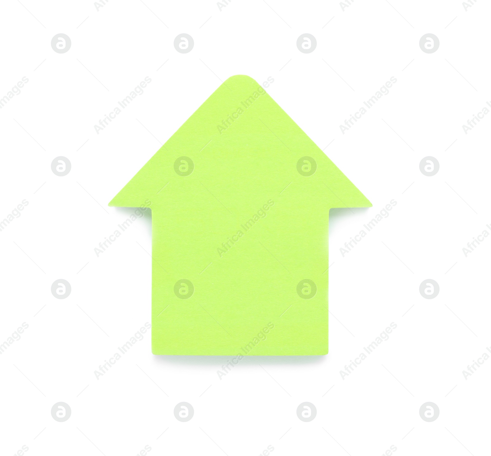 Photo of Colorful arrow shaped sticky note on white background. School stationery