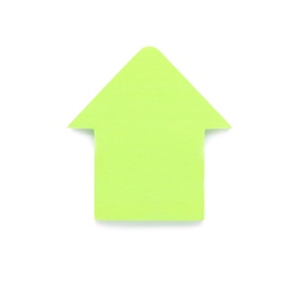 Photo of Colorful arrow shaped sticky note on white background. School stationery