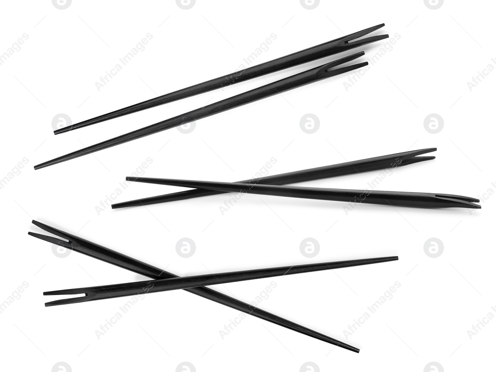 Image of Collage with black chopsticks isolated on white