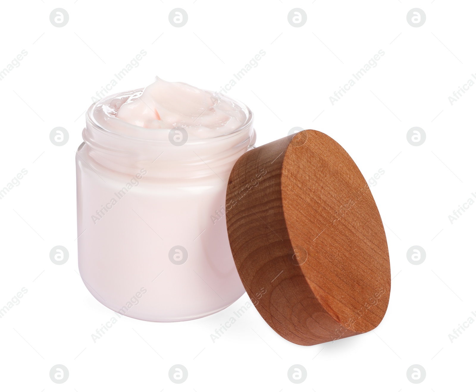 Photo of Jar of face cream isolated on white