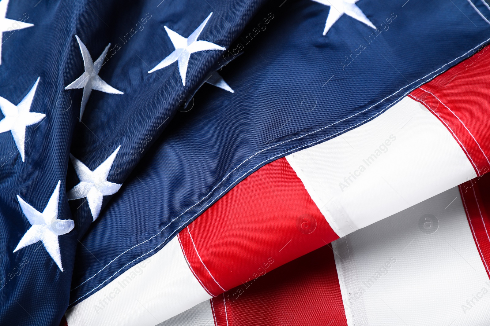 Photo of National flag of America as background, top view