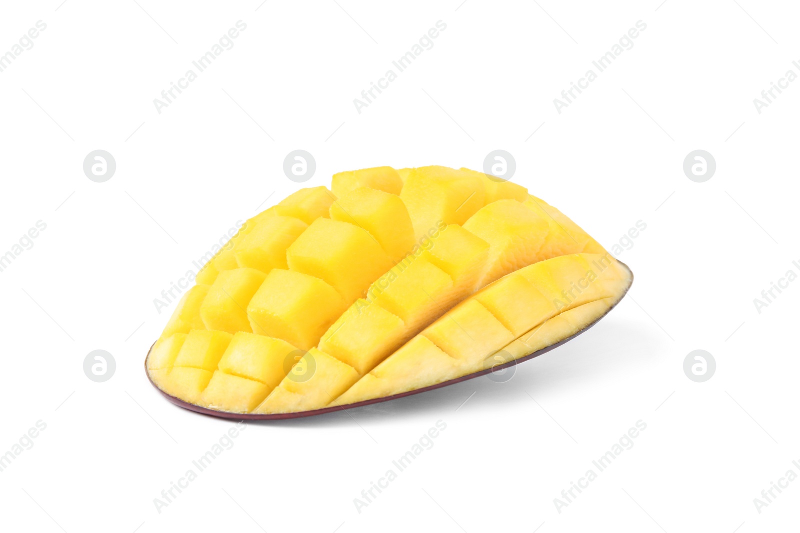 Photo of Fresh juicy mango half isolated on white