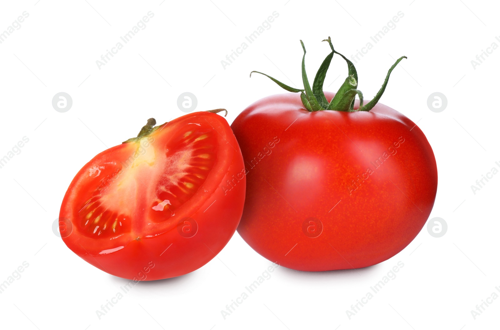 Image of Fresh ripe red tomatoes on white background