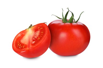 Image of Fresh ripe red tomatoes on white background