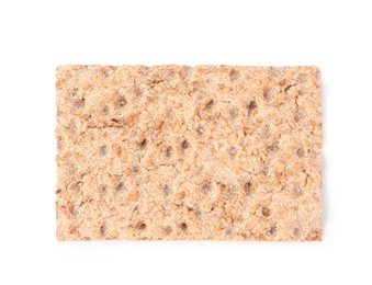 Fresh crunchy crispbread on white background, top view