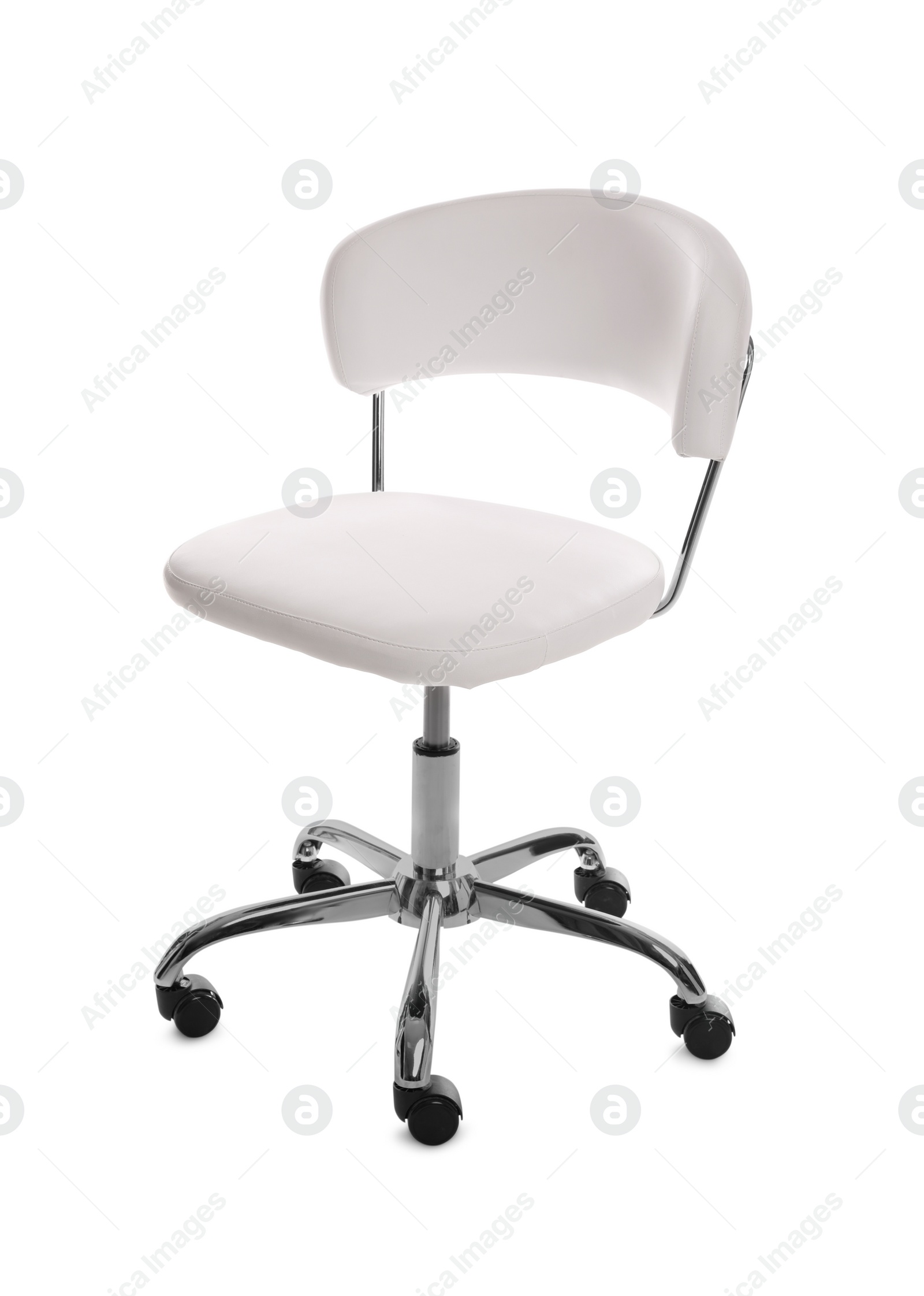 Photo of White leather office chair isolated on white