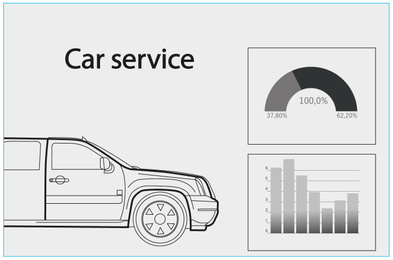 Illustration of  auto on white background. Car service logo