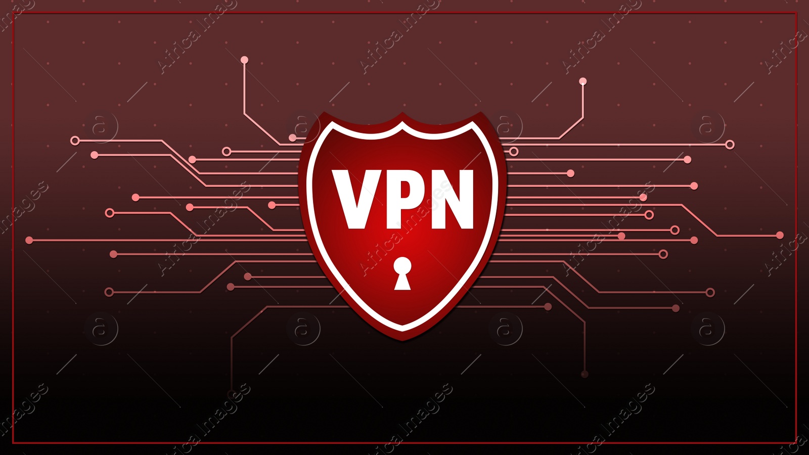 Illustration of Concept of secure network connection. Acronym VPN on color background, illustration