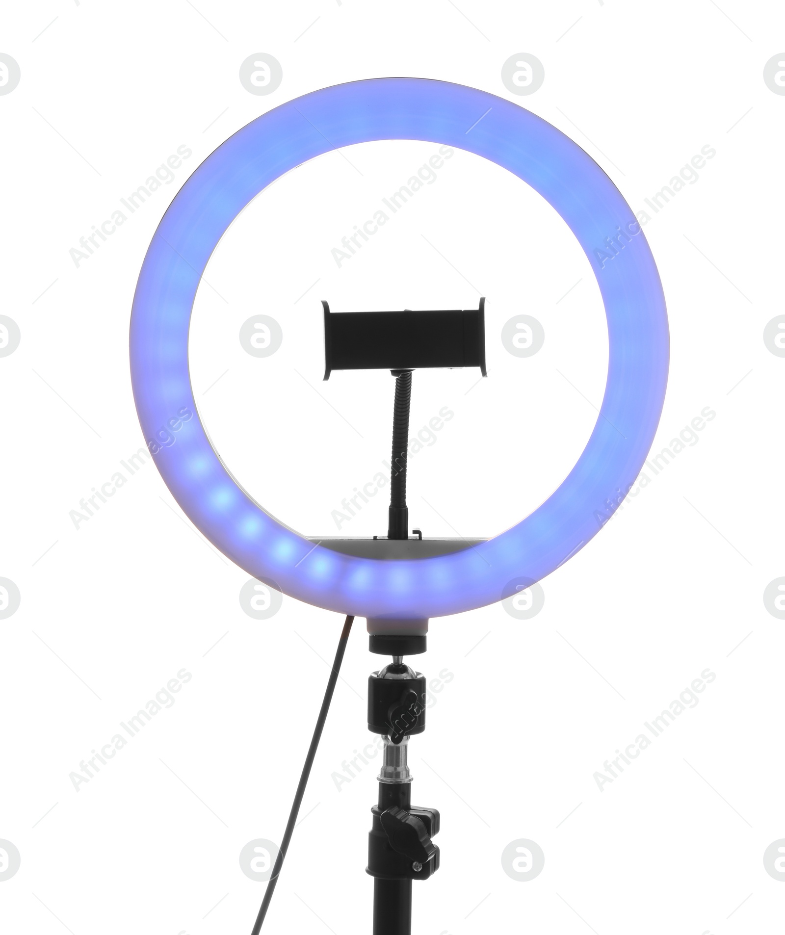 Photo of Tripod with ring light isolated on white