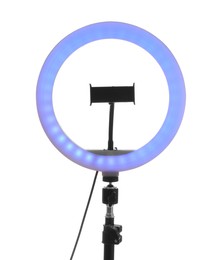 Tripod with ring light isolated on white